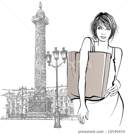 Young woman shopping in Paris Young woman shopping in Paris 18540454