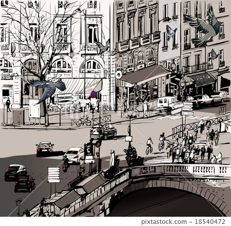 view over Saint Michel bridge in Paris 18540472