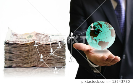 Businessman take profit from social network  18543780