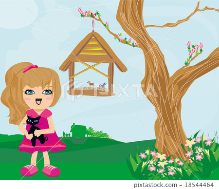 sweet girl and her cat 18544464