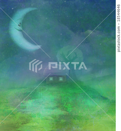 fantasy landscape with smiling moon fantasy landscape with smiling moon 18544646
