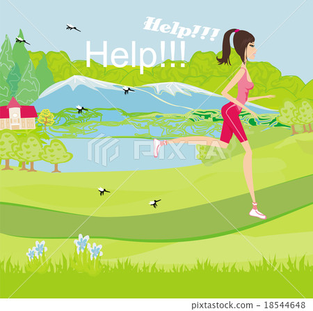 girl runs away from mosquitoes girl runs away from mosquitoes 18544648