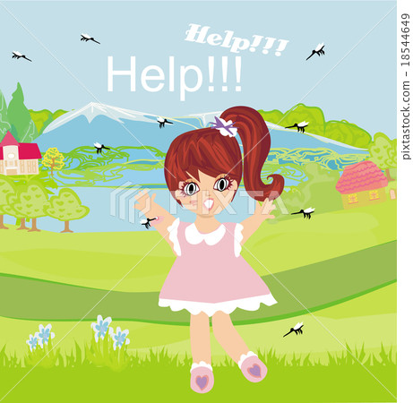 girl runs away from mosquitoes girl runs away from mosquitoes 18544649