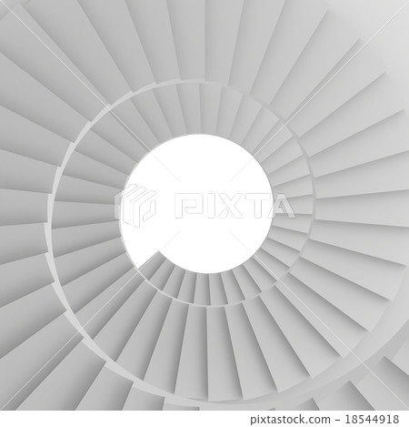 Spiral staircase. Top view. 3d render on white Spiral staircase. Top view. 3d render on white 18544918