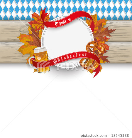 Bavarian Oktoberfest Wooden Banner Foliage 18545388