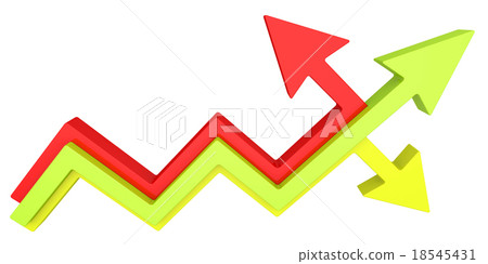 Colored 3d arrows moving in different directions Colored 3d arrows moving in different directions 18545431