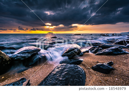Rock and seascape at sunset time. Rock and seascape at sunset time. 18548979