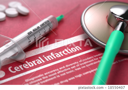 Cerebral infarction. Medical Concept on Red 18550407