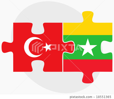 Turkey and Myanmar Flags 18551365