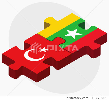Turkey and Myanmar Flags Turkey and Myanmar Flags 18551366