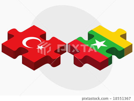 Turkey and Myanmar Flags 18551367