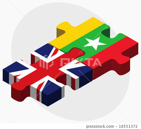 United Kingdom and Myanmar Flags United Kingdom and Myanmar Flags 18551372