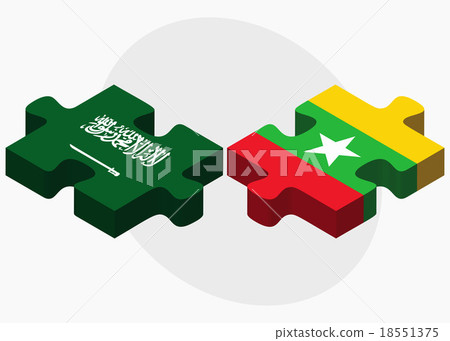 Saudi Arabia and Myanmar Flags Saudi Arabia and Myanmar Flags 18551375