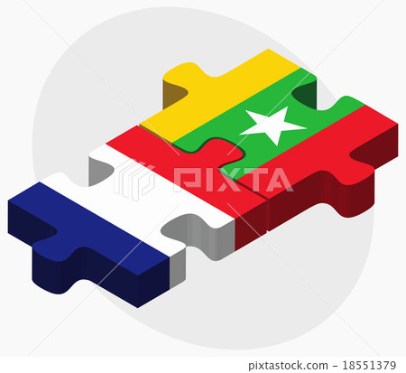 France and Myanmar Flags France and Myanmar Flags 18551379