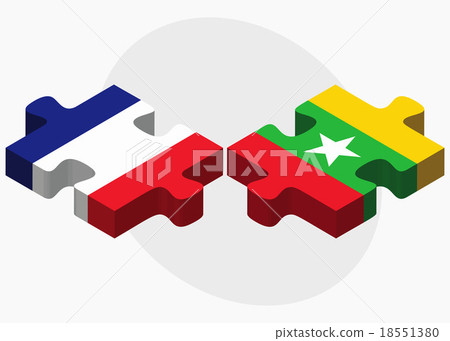 France and Myanmar Flags 18551380