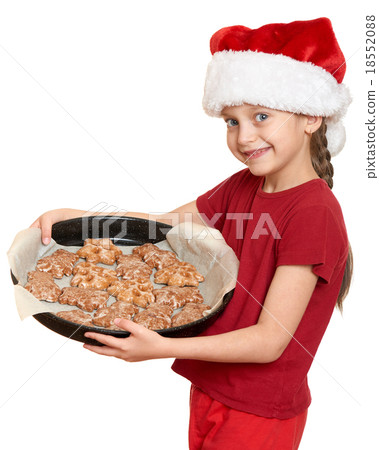 girl in santa hat winter holiday christmas concept 18552088