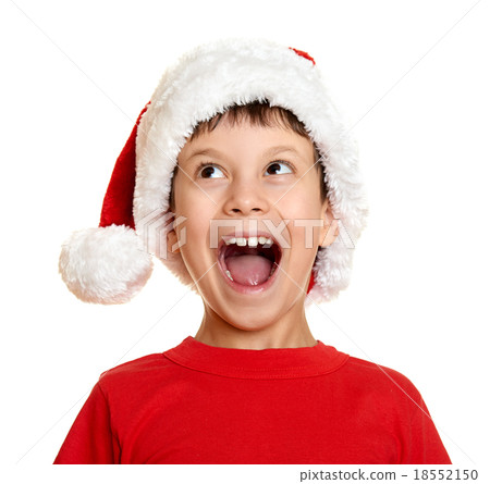 boy in red hat santa - winter holiday christmas boy in red hat santa - winter holiday christmas 18552150