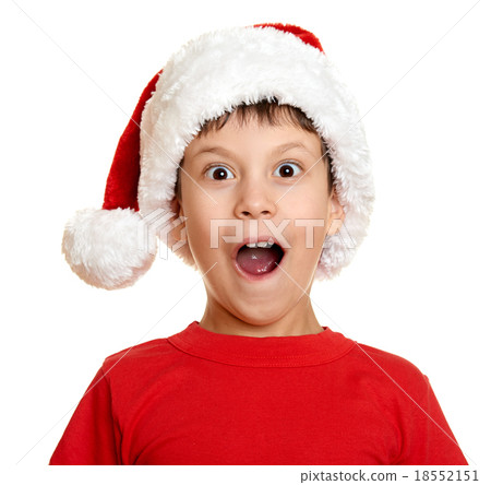 boy in red hat santa - winter holiday christmas boy in red hat santa - winter holiday christmas 18552151