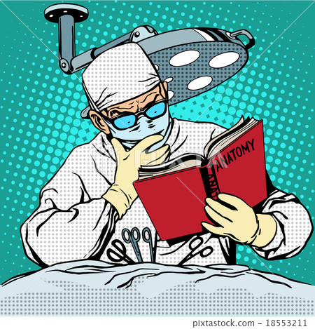 The surgeon before surgery is reading anatomy 18553211