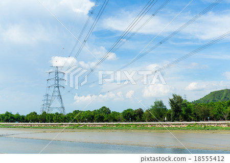 Powerline with blue sky 18555412