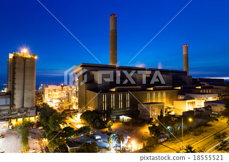 Cement plant at night 18555521