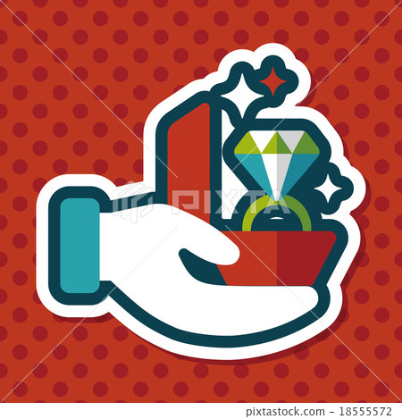 Propose diamond ring flat icon with long shadow,eps10 18555572
