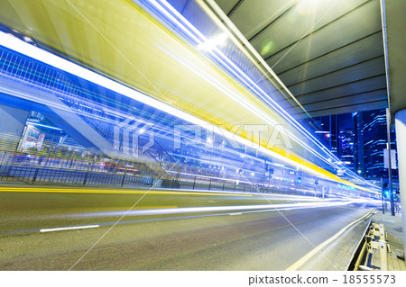 Car light trails and urban landscape in Hong Kong 18555573