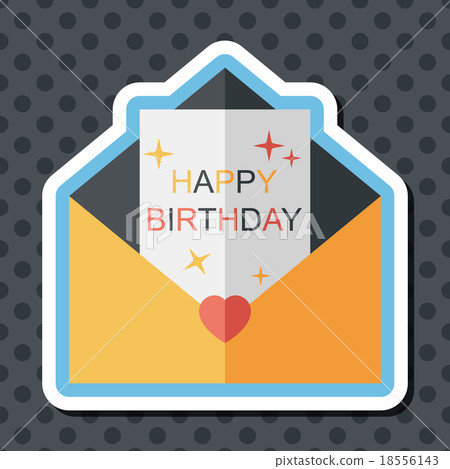 Happy birthday card flat icon with long shadow,eps10 18556143