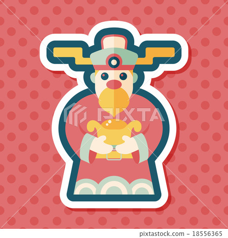 Chinese New Year flat icon with long shadow,eps10, God of wealth 18556365