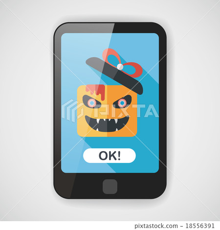 Halloween pumpkin shaped box flat icon with long shadow, eps10 18556391