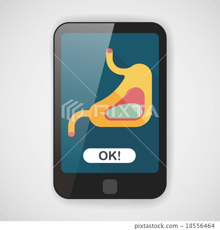 Human stomach flat icon with long shadow Human stomach flat icon with long shadow 18556464