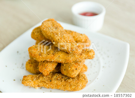 Fresh fried chicken on a white plate Fresh fried chicken on a white plate 18557302