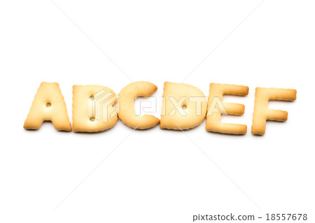 Letter ABCDEF biscuit isolated on white background Letter ABCDEF biscuit isolated on white background 18557678