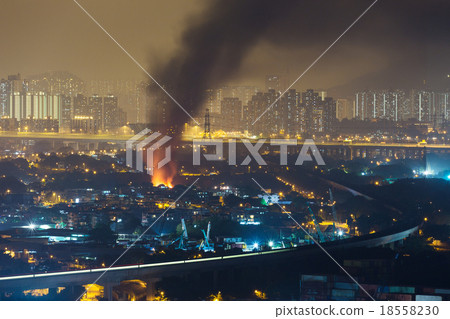 Fire accident in city 18558230
