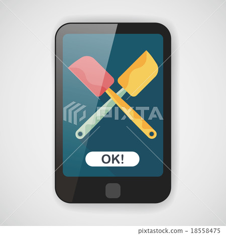 kitchenware cake knife flat icon with long shadow,eps10 18558475