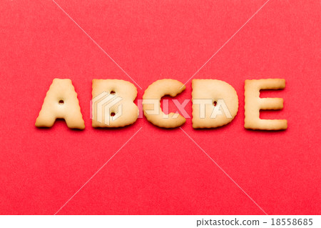 ABCDE cookie over the red background 18558685