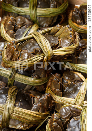 Group of Uncooked hairy crabs 18558695