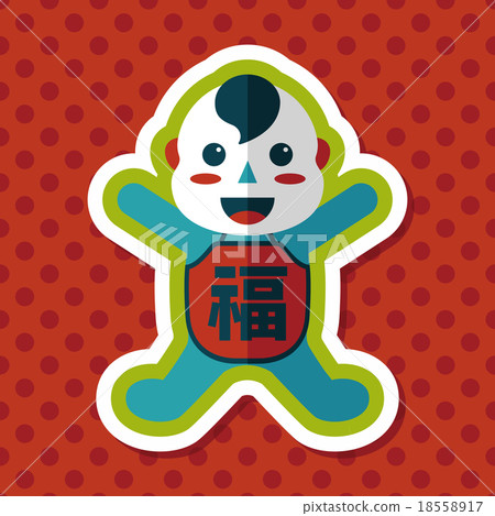 Chinese New Year flat icon with long shadow,eps10, Maitreya doll 18558917