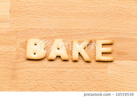 Word bake cookie over the wooden background 18559530