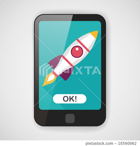 Space rocket flat icon with long shadow,eps10 18560062