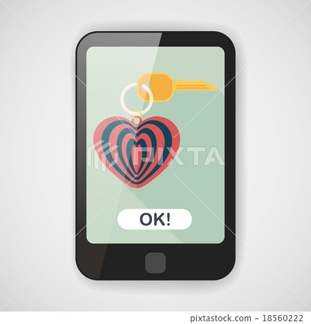 Valentine's Day lover keychain flat icon with long shadow,eps10 Valentine's Day lover keychain flat icon with long shadow,eps10 18560222