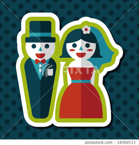 wedding couple flat icon with long shadow,eps10 - Stock Illustration ...