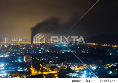 Fire accident in city at night 18561577