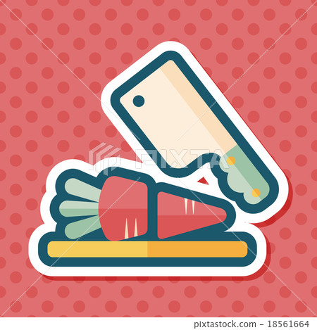 kitchenware chopping board and knife flat icon with long shadow, kitchenware chopping board and knife flat icon with long shadow, 18561664