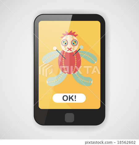 Halloween voodoo doll flat icon with long shadow,eps10 18562602