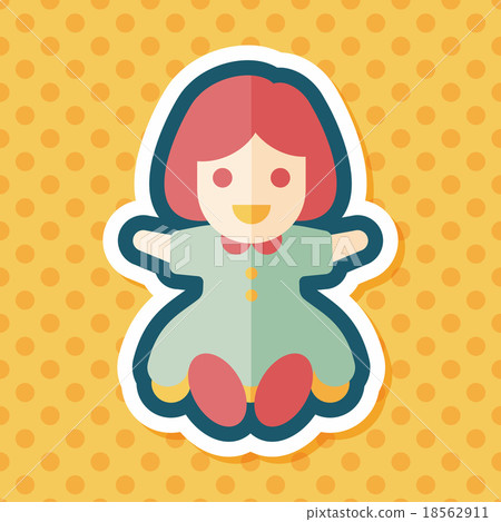 girl doll toy flat icon with long shadow,eps 10 18562911