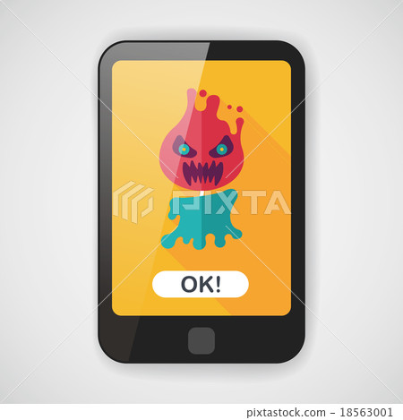 Halloween flame devil flat icon with long shadow,eps10 18563001