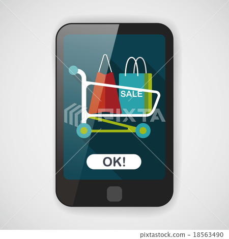 shopping cart flat icon with long shadow,eps10 18563490