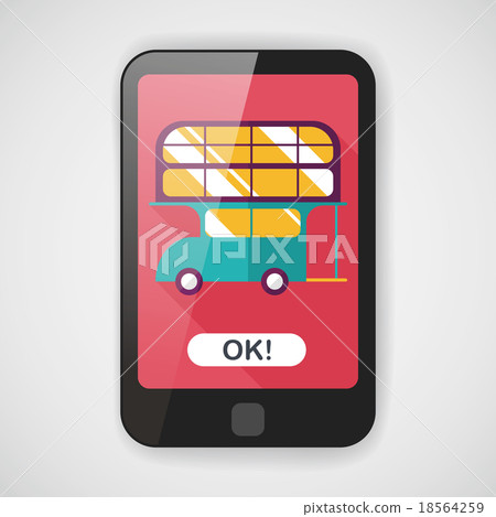 Transportation bus flat icon with long shadow Transportation bus flat icon with long shadow 18564259