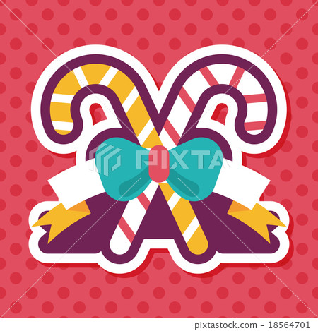 Christmas candy cane flat icon with long... - Stock Illustration ...